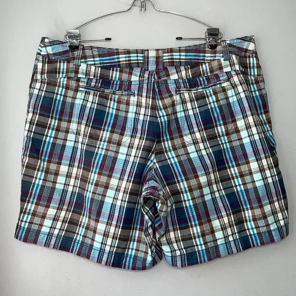 JMS Just My Size Women Plus 22W Teal Blue Plaid Shorts Y2K Preppy Casual Country